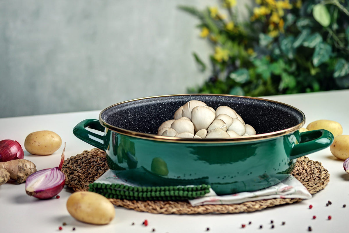 Metalac Original – Schmorpfanne mit zwei Griffen 26 cm | Granit Induction Green Gold