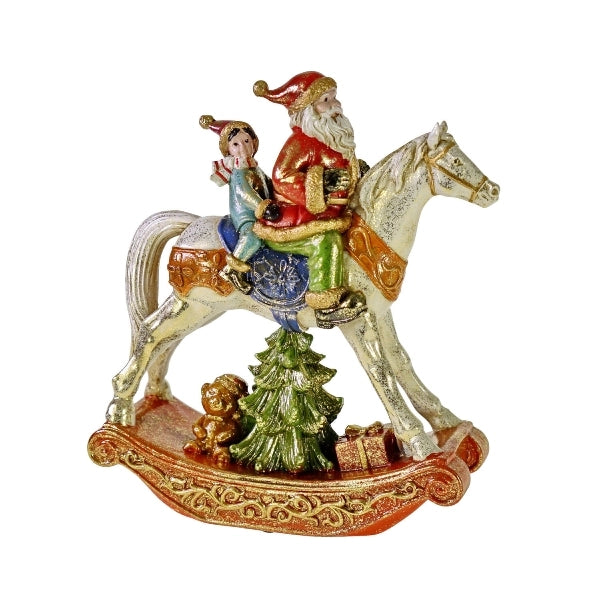 WERNS Santa auf Schaukelpferd – Weihnachtsfigur, 25 cm
