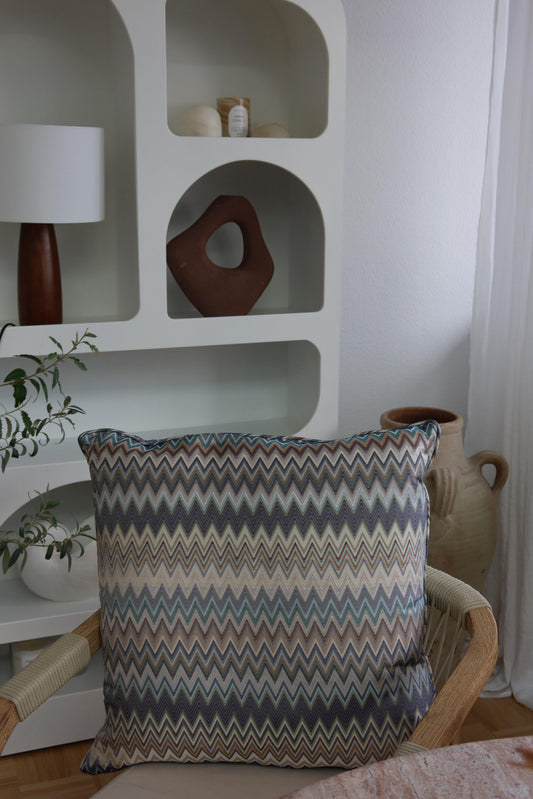 Missoni Home Kissen Masuleh 60 × 60 cm Türkis Mehrfarbig – Seidenmischung