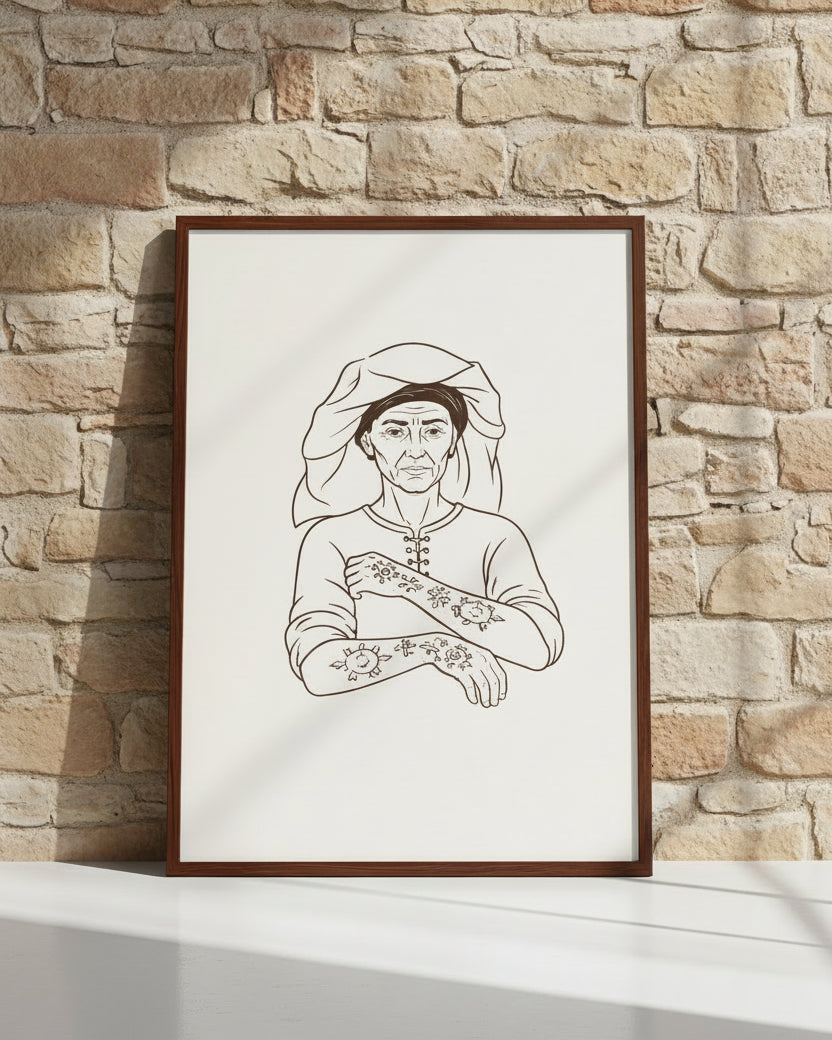 Sicanje Frau Poster – Symbol für Tradition & Stärke (Braun)