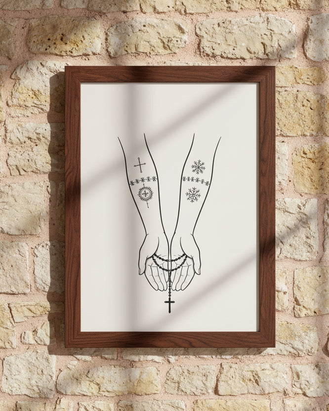 Sicanje Hände Poster – Symbol für Schutz & Glaube (Schwarz)