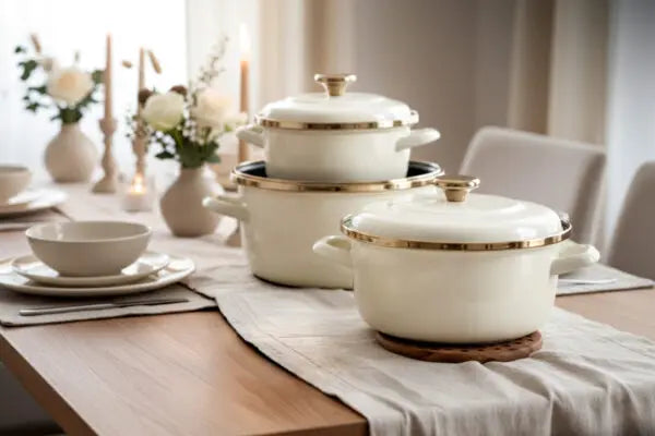Metalac Topfset 5-teilig – Maximus Premium Creme mit Goldrand