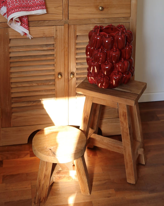 Deko Vase Paprika Rot aus Steingut – große Keramikvase 31cm | WERNS®