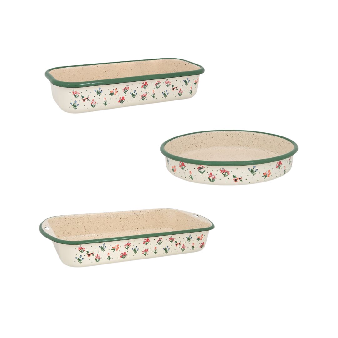 Metalac Original – Emaille Backformen 3er-Set | Flowers