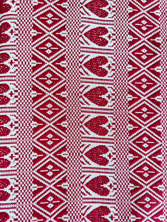 Handgewebter Tischläufer „Luka“ Weinrot-Creme 50 × 140 cm – aus Kroatien