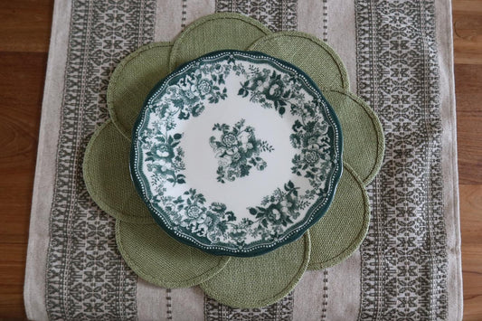 Essteller 26 cm Porzellan grün – Florales Design Teller - Marija