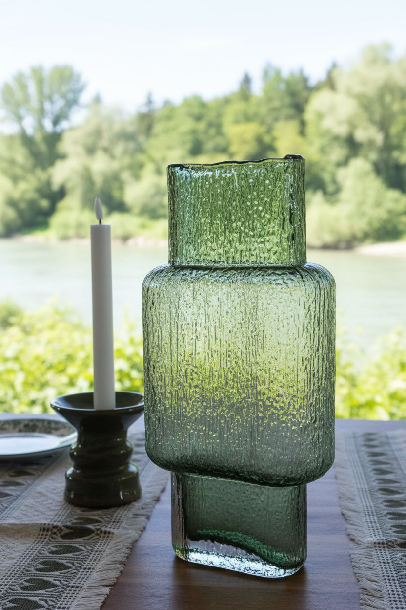 Bazar Bizar Vintage Glasvase – Grün L