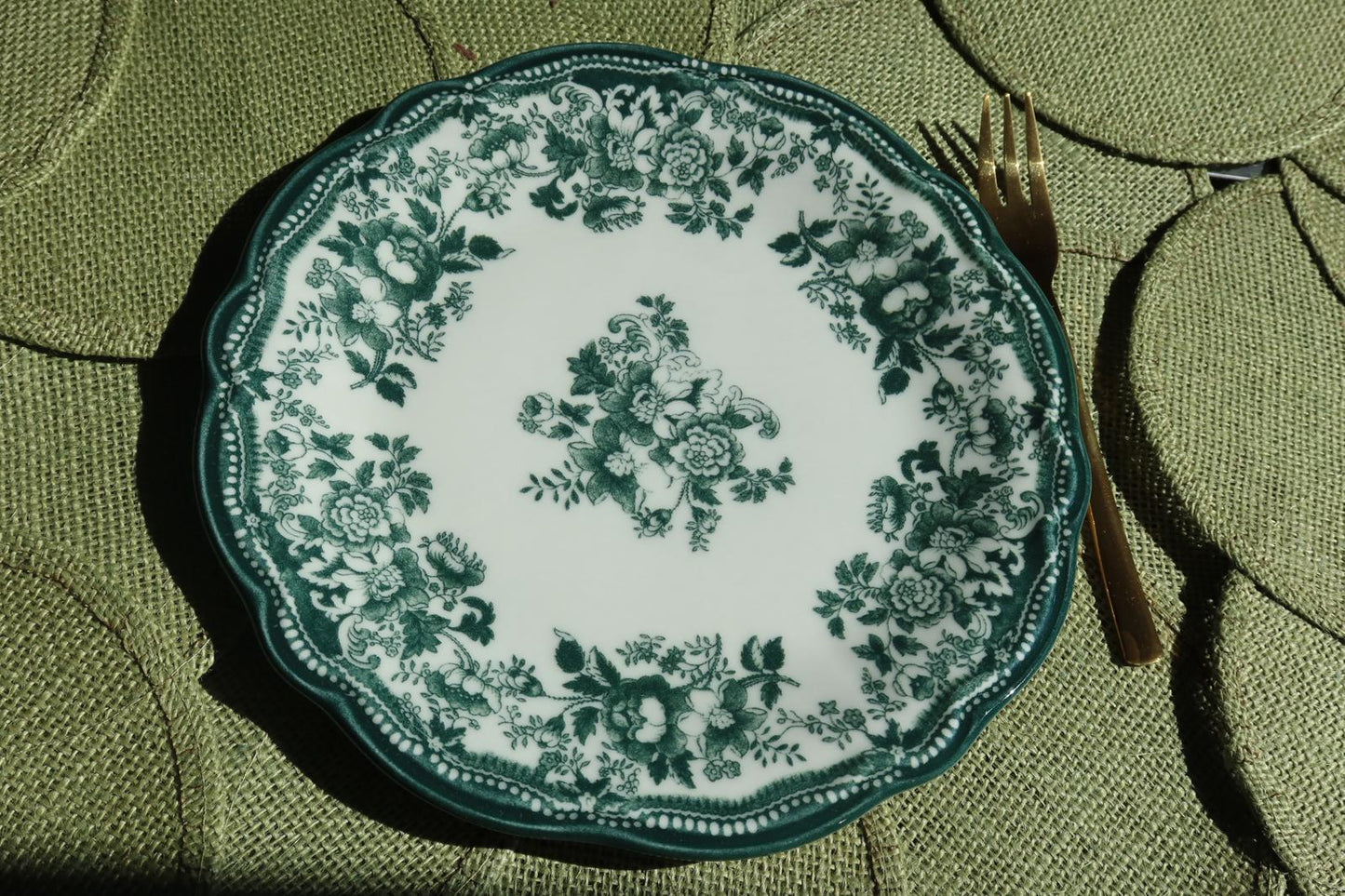 Dessertteller 20,5 cm Porzellan grün – Florales Design Teller | Marija