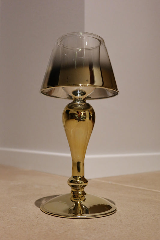 Goldener Glas-Kerzenhalter auf Sockel 25 cm – Istrien