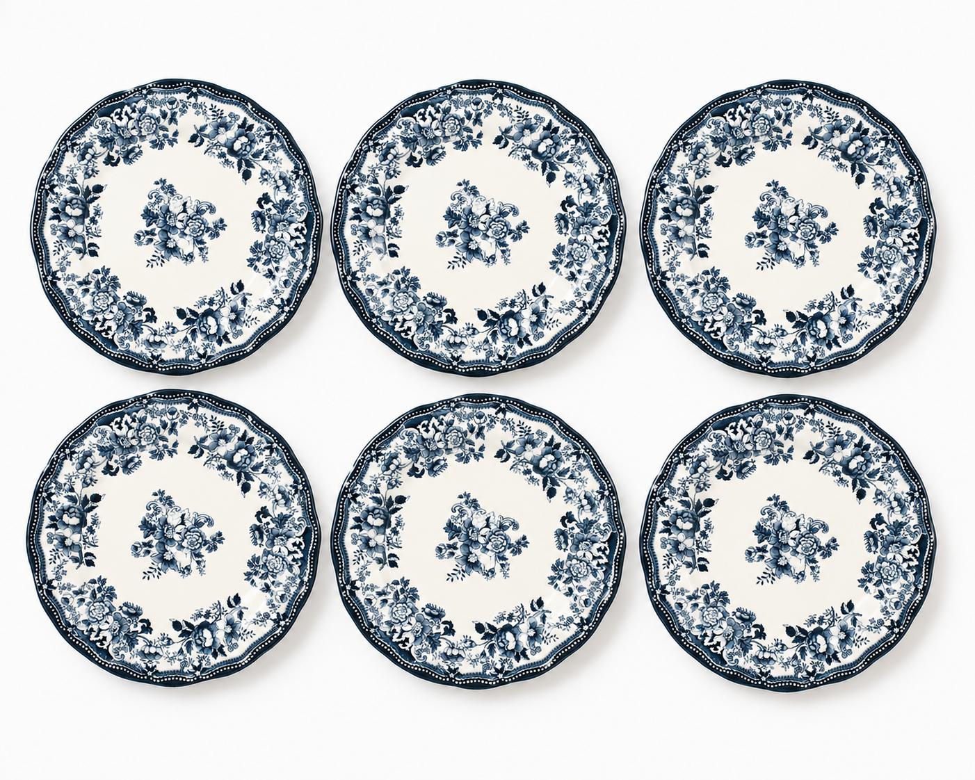 Dessertteller 20,5 cm Porzellan Blau – 6er Set