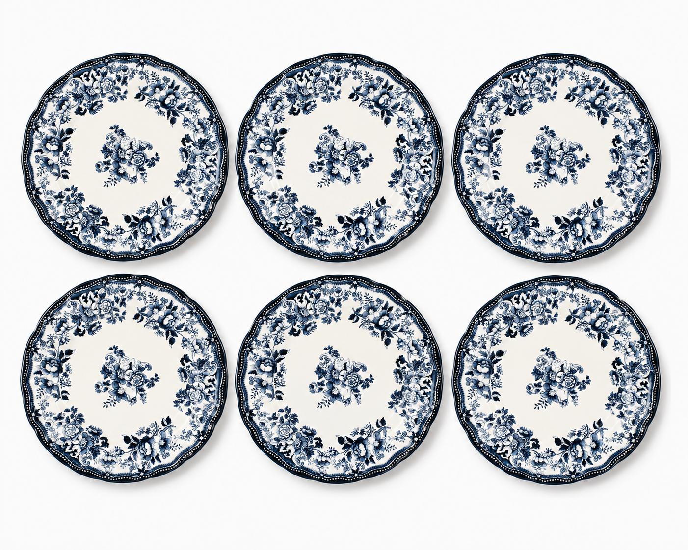 Essteller 26 cm Porzellan Blau – 6er Set