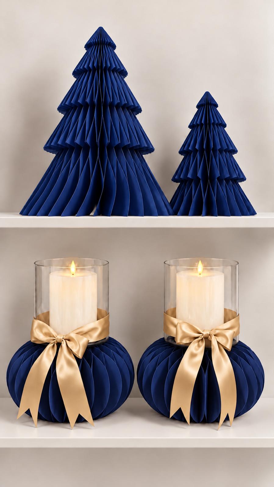 Bože Papiertanne Blau – Weihnachtsdeko 30 cm