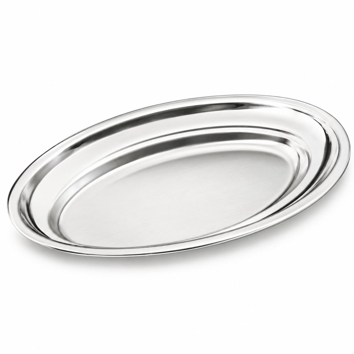 Ovale Servierplatte aus Edelstahl, 20 cm