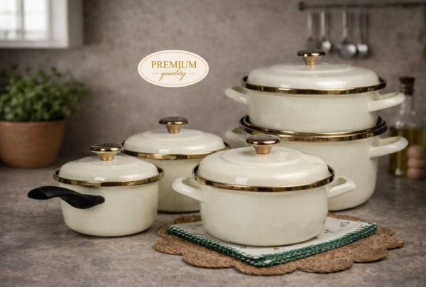 Metalac Original - Kochtopf 20 cm 3 L – Maximus Beige mit Goldrand