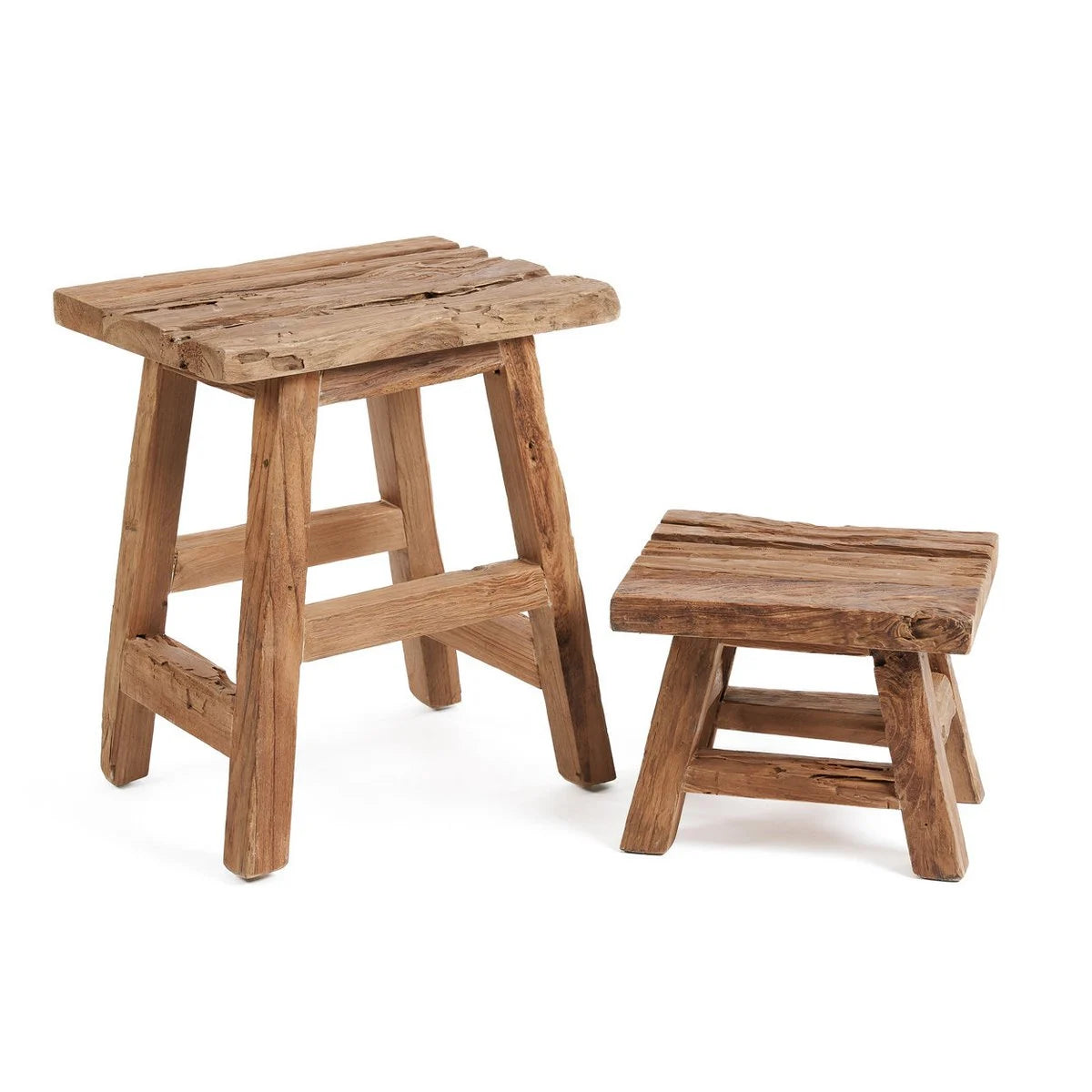 Yoke Hocker aus massivem Teakholz – Natur - Bazar Bizar