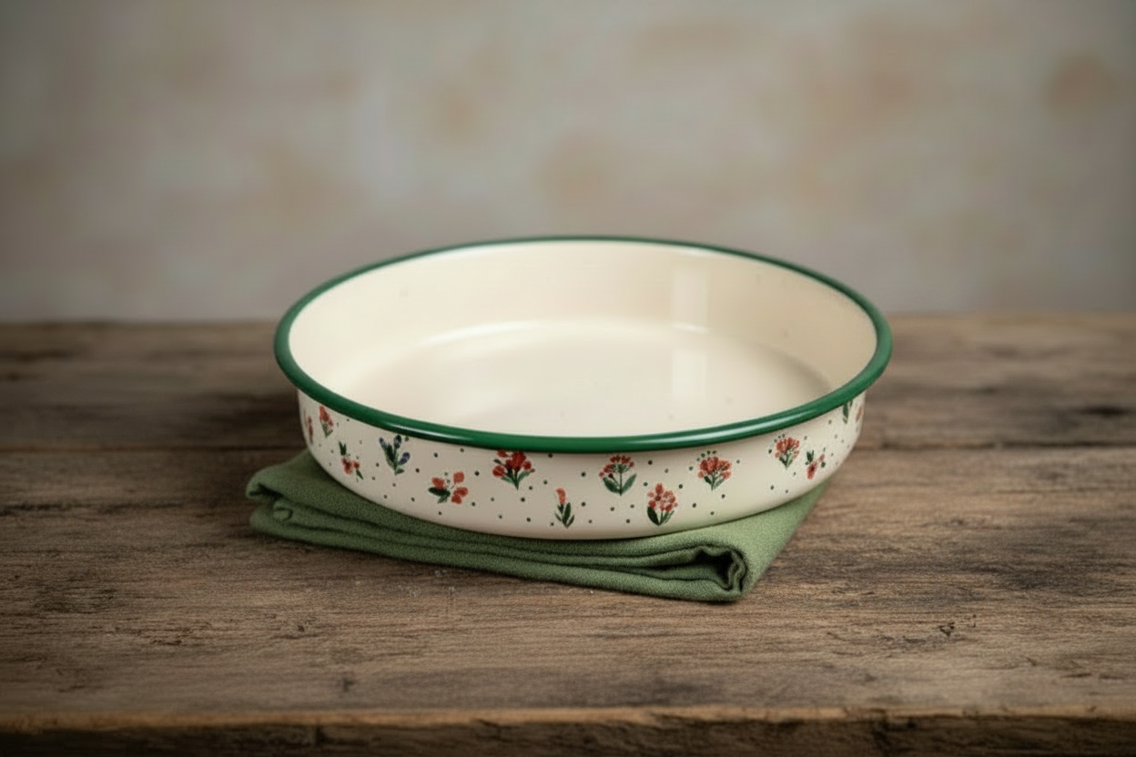 Runde Backform 26cm Flowers - Emaille Tepsija Metalac