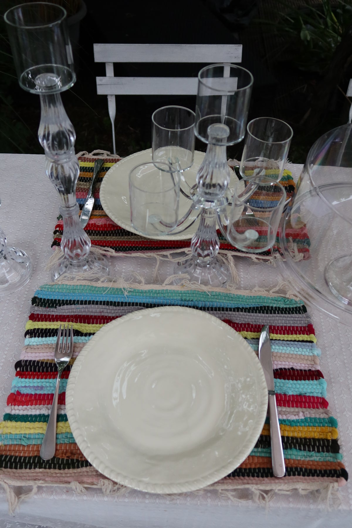 Tischsets mit Fransen 2er Set – Baumwolle Platzsets handgewebt