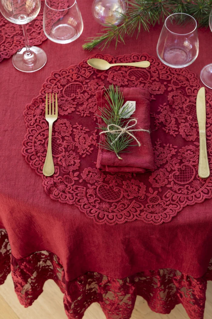 Platzset Provenza aus Spitze – Rot, Ø 40 cm