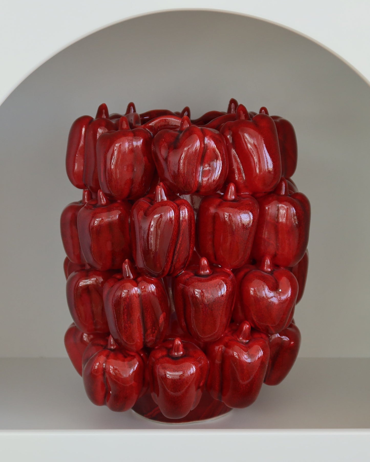 Deko Vase Paprika Rot aus Steingut – große Keramikvase 31cm | WERNS®