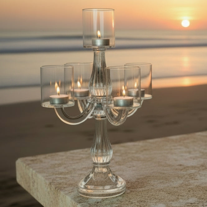 AULICA Glas-Kronleuchter mit 5 Kerzenhaltern 35 cm – Istrien