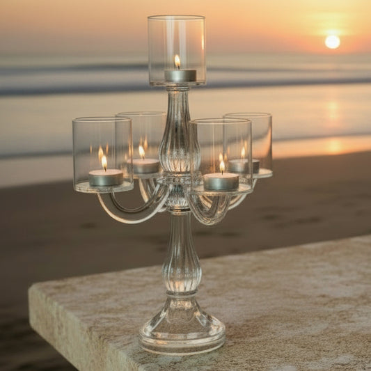 AULICA Glas-Kronleuchter mit 5 Kerzenhaltern 35 cm – Istrien
