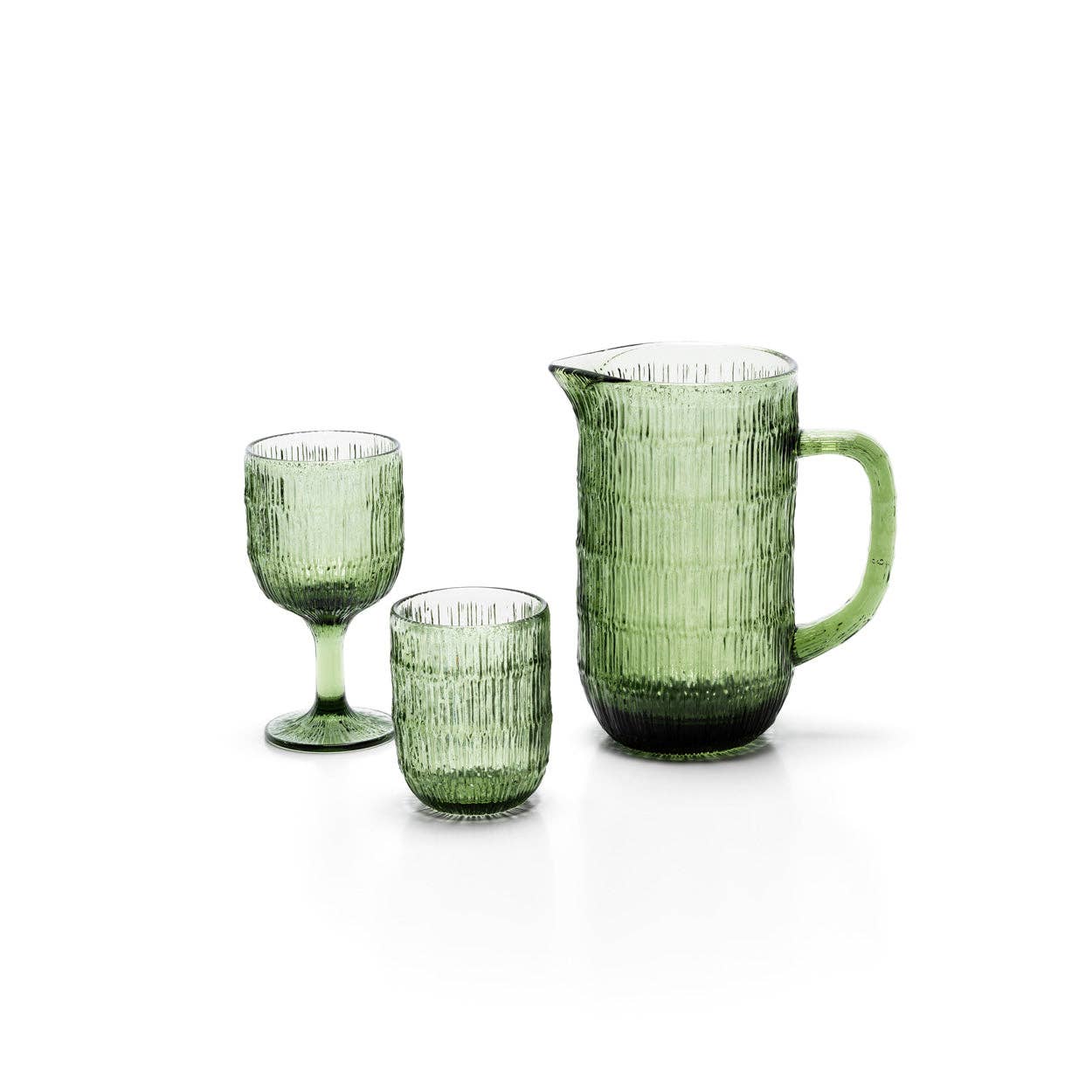 Wasserglas grün geriffelt – Moss Ripple Glas von Bazar Bizar