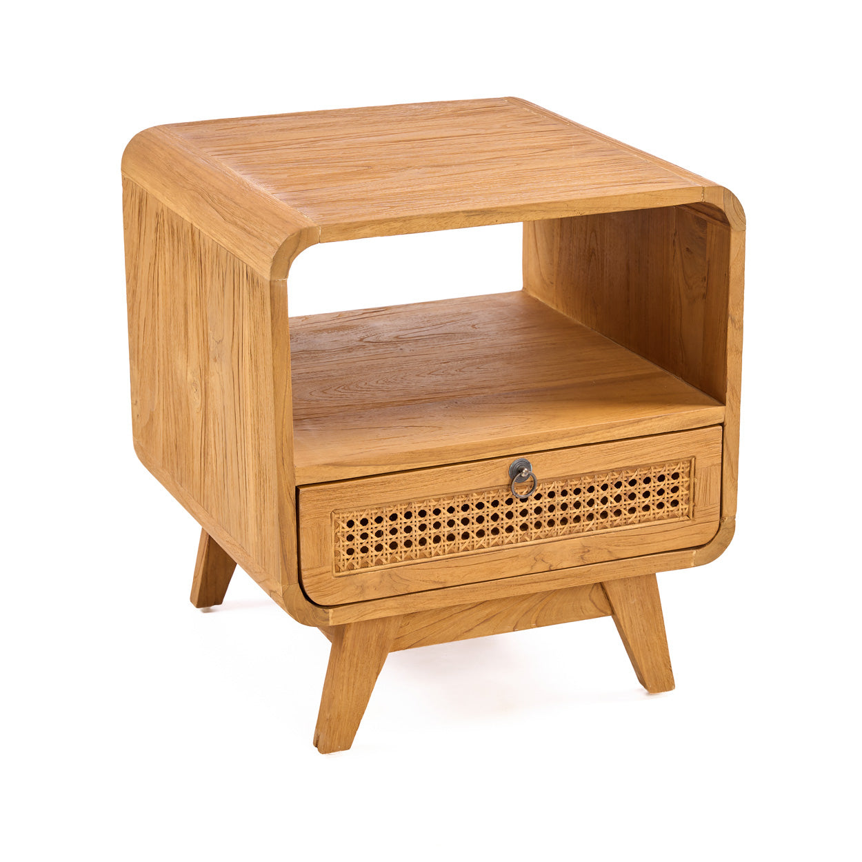 Bazar Bizar Breeze Nachttisch – Teakholz & Rattan