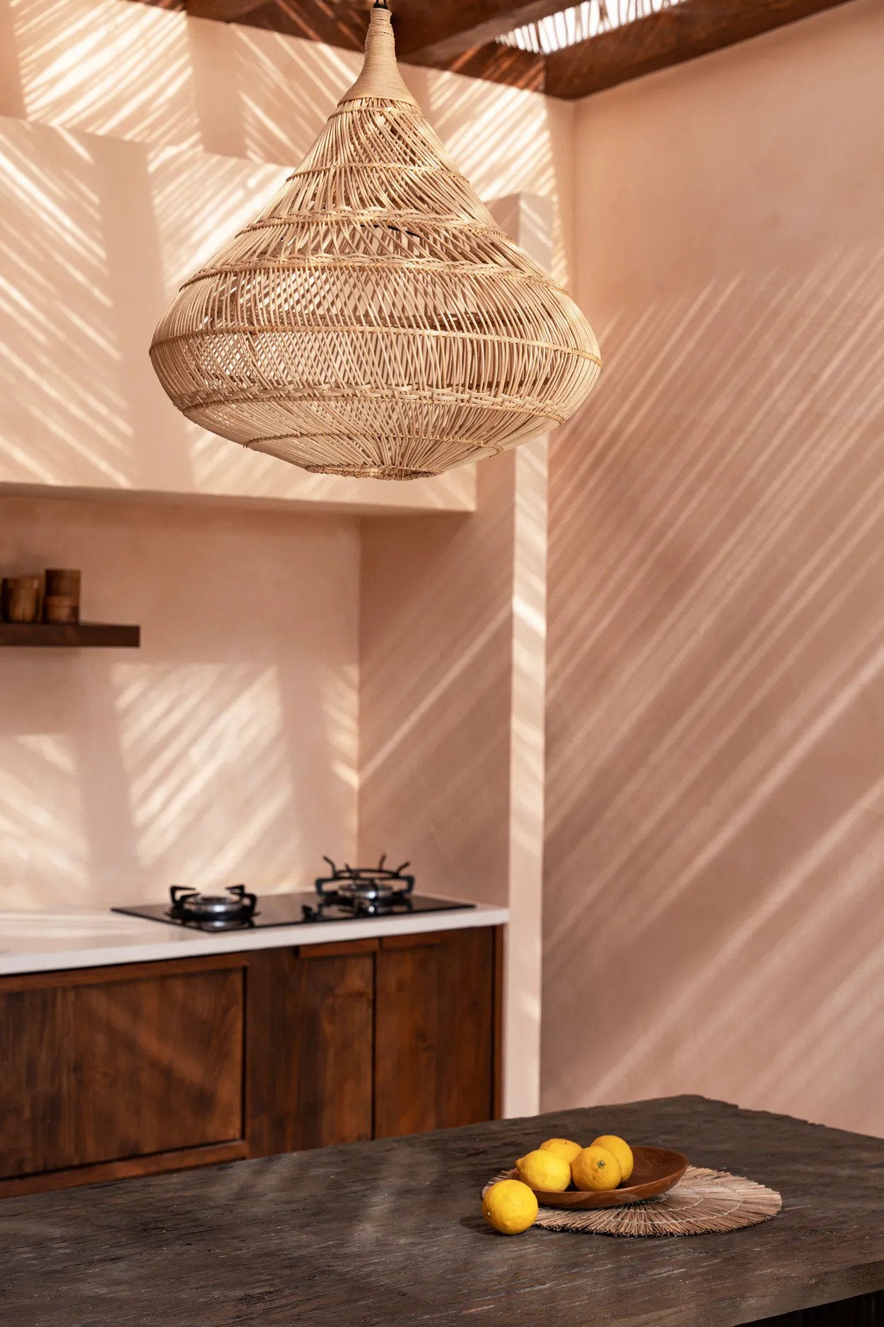 Drop Pendant Natural L – Rattan Hängelampe Bazar Bizar