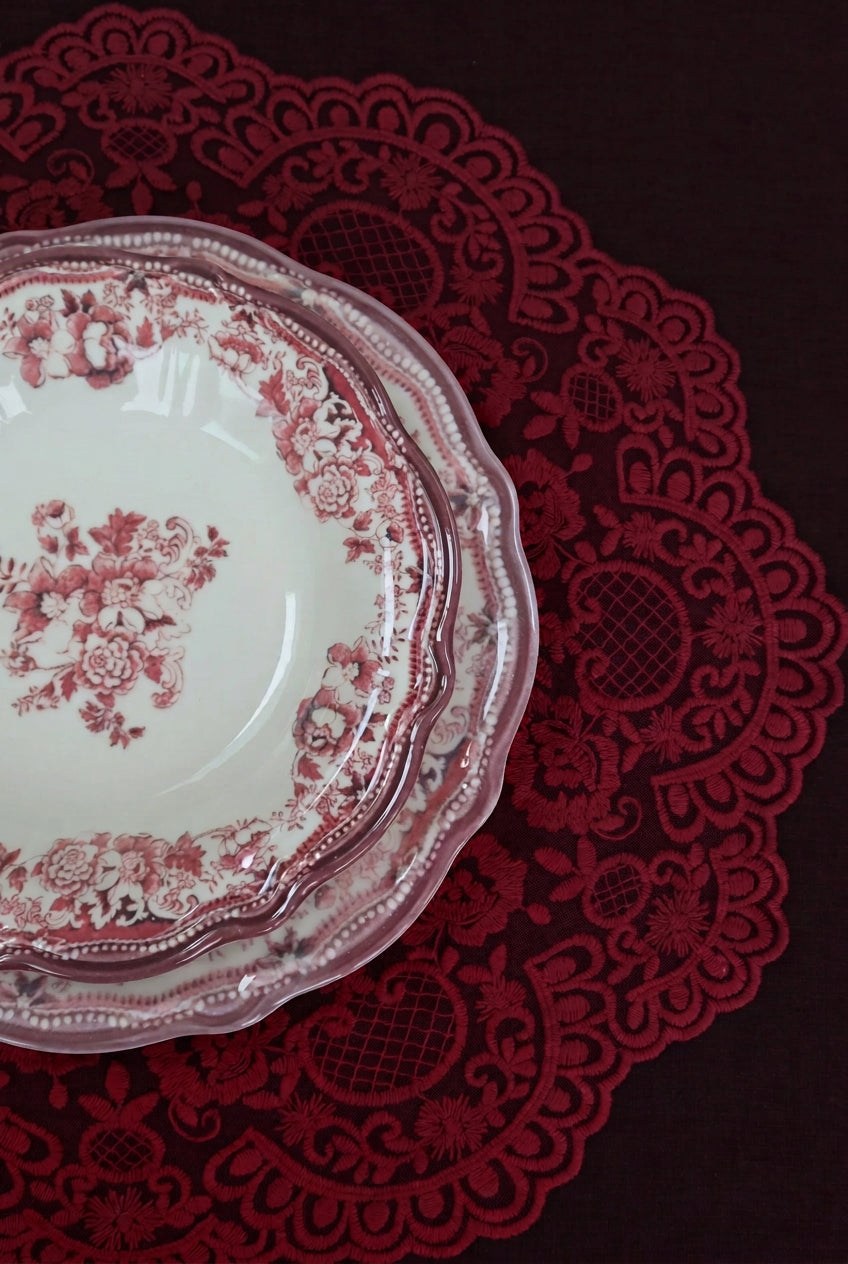 Platzset Provenza aus Spitze – Rot, Ø 40 cm