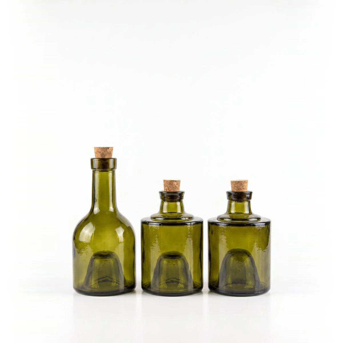 Bazar Bizar Öl- und Essigflasche aus Glas, 3-teilig – Olivgrün