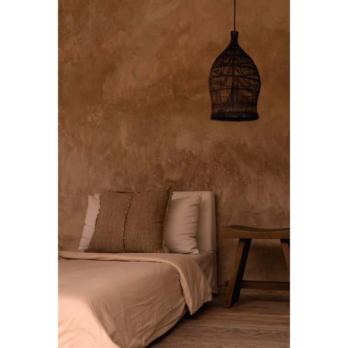 Pendelleuchte Woven Bell Braun – S – handgefertigt aus Bambus
