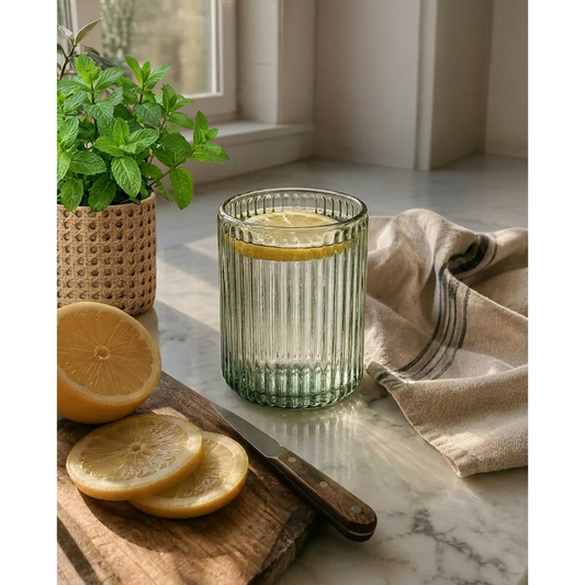 Wasserglas geriffelt – Olive Ribbed Tumbler von Bazar Bizar