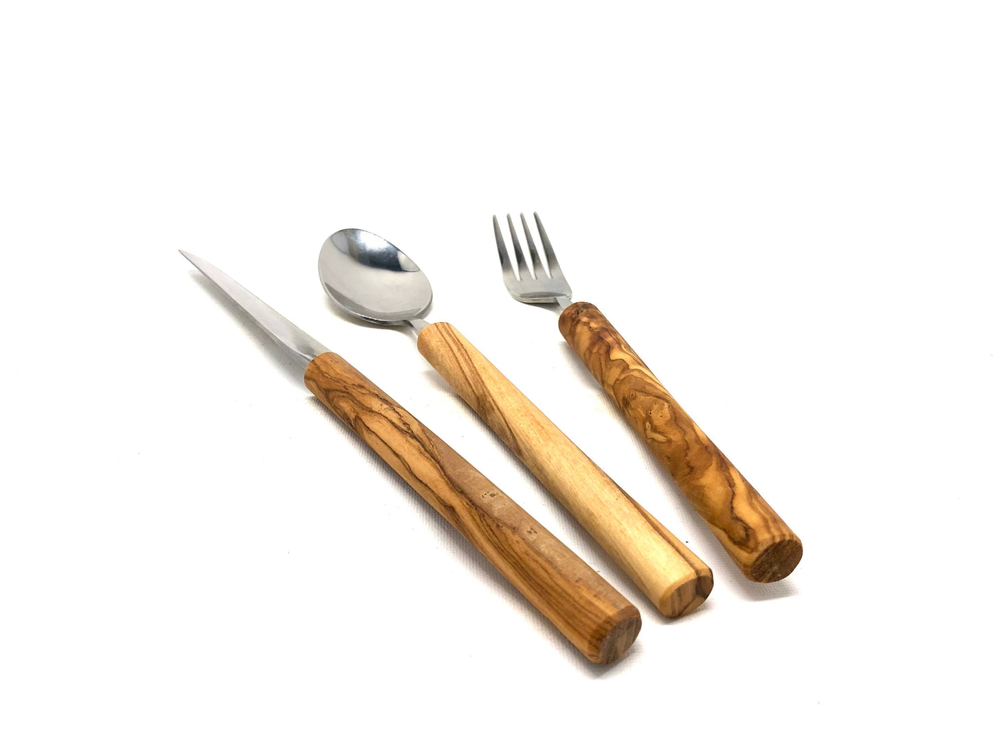 Besteck-Set Edelstahl & Olivenholz 3-teilig – Jure