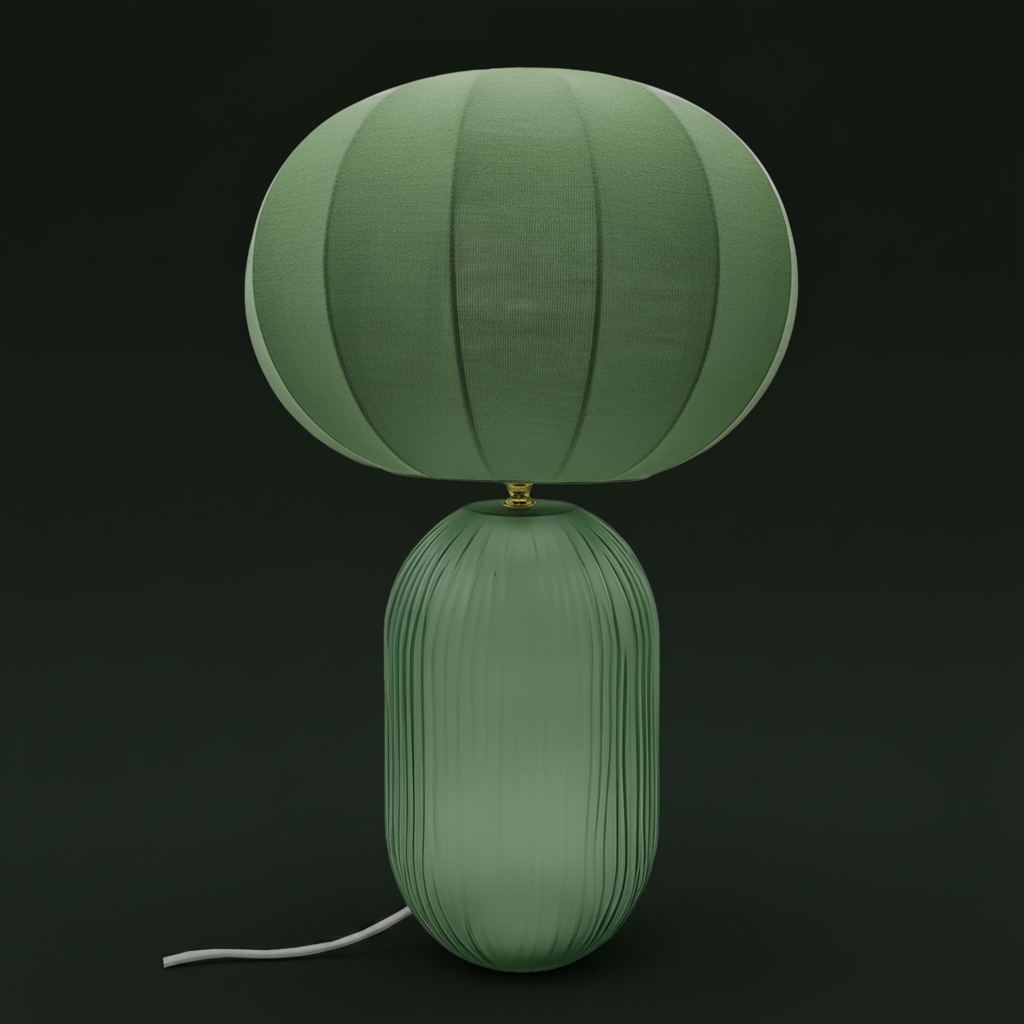 Tischlampe ZELENA – Grün mit Glasfuß | 47,5 cm