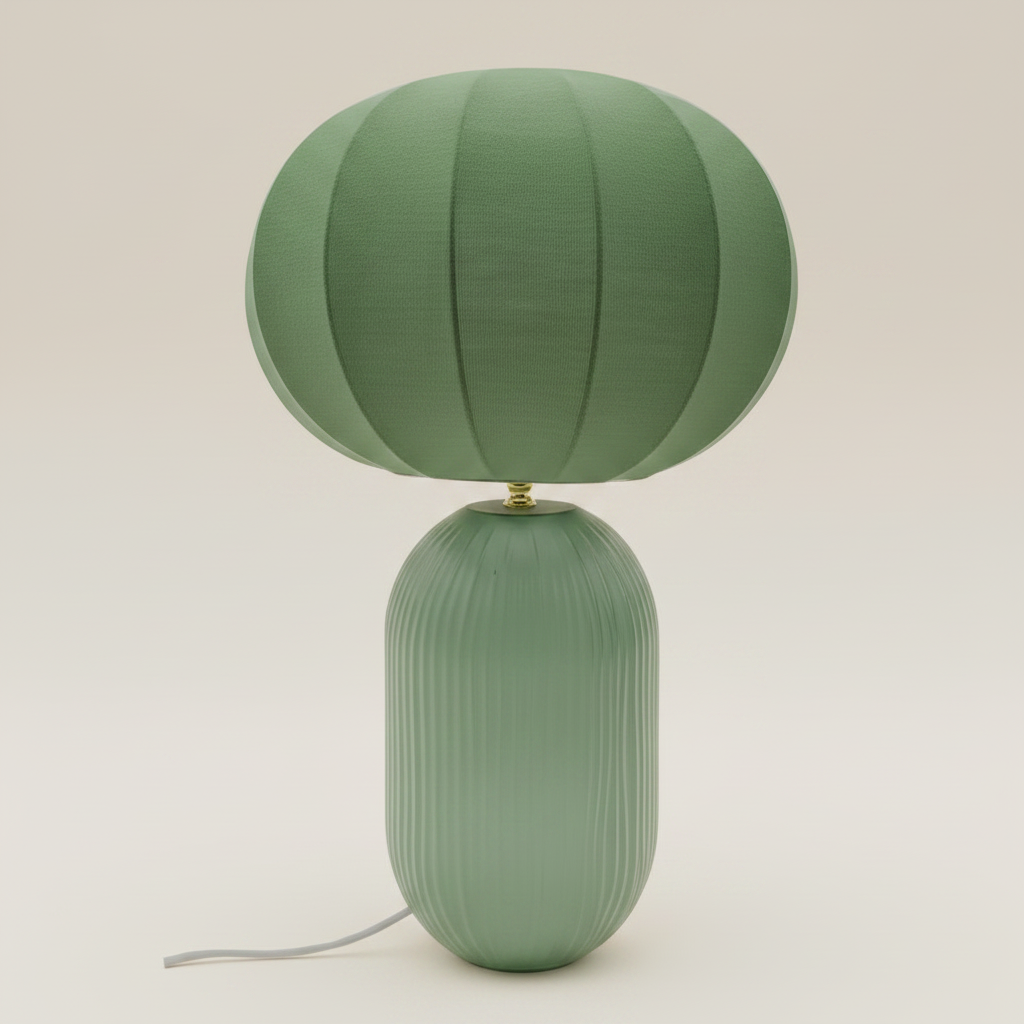 Tischlampe ZELENA – Grün mit Glasfuß | 47,5 cm