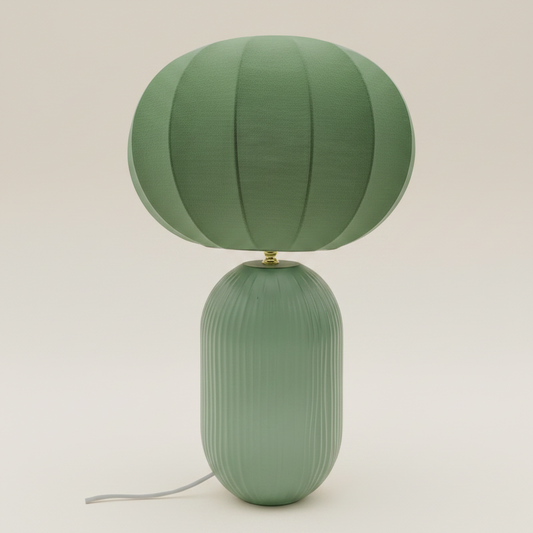 Tischlampe ZELENA – Grün mit Glasfuß | 47,5 cm