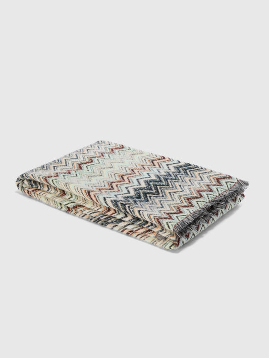 Missoni Home Plaid Forest 130 × 195 cm Blau Mehrfarbig – Baumwoll-Wollmischung