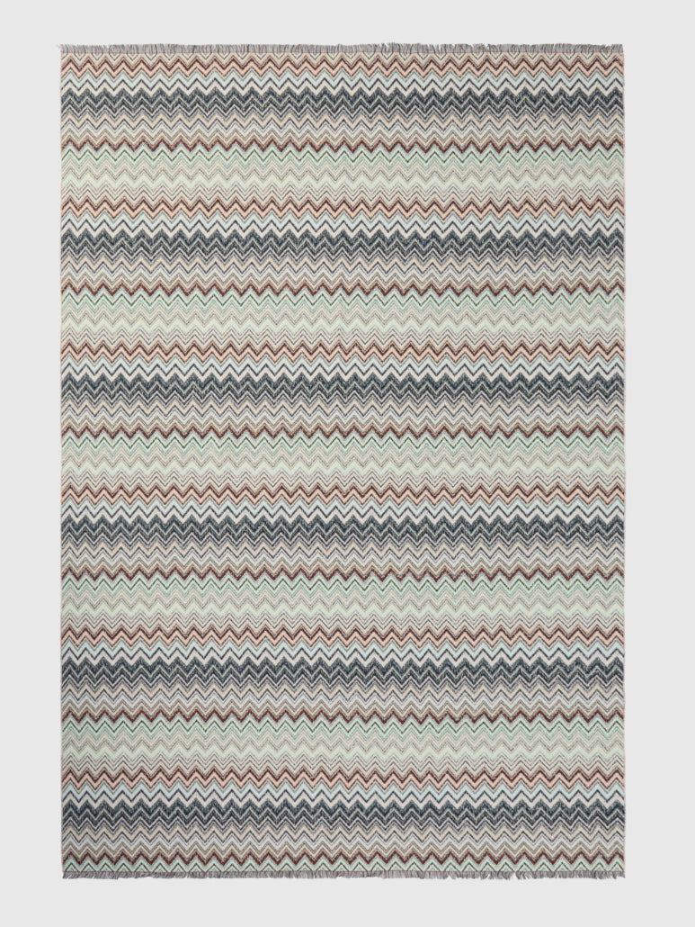 Missoni Home Plaid Forest 130 × 195 cm Blau Mehrfarbig – Baumwoll-Wollmischung
