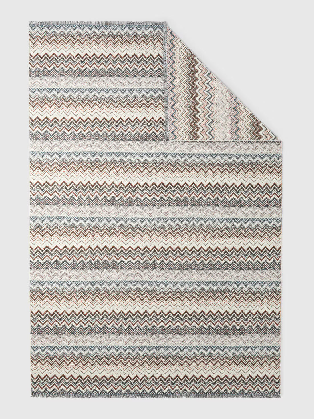 Missoni Home Plaid Forest 130 × 195 cm Blau Mehrfarbig – Baumwoll-Wollmischung