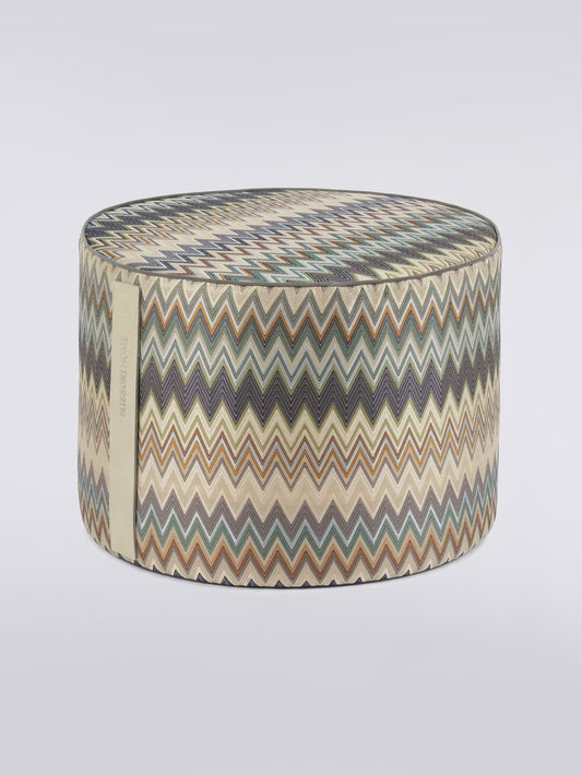 Missoni Home Pouf Masuleh 40 × 40 cm Türkis Mehrfarbig – Seidenmischung – Zylinderhocker