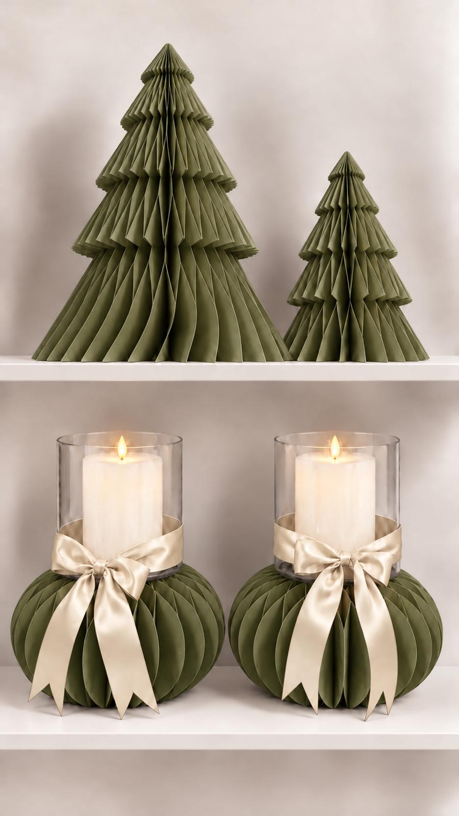 Bože Papiertanne Grün - Oliv– Weihnachtsdeko 30 cm