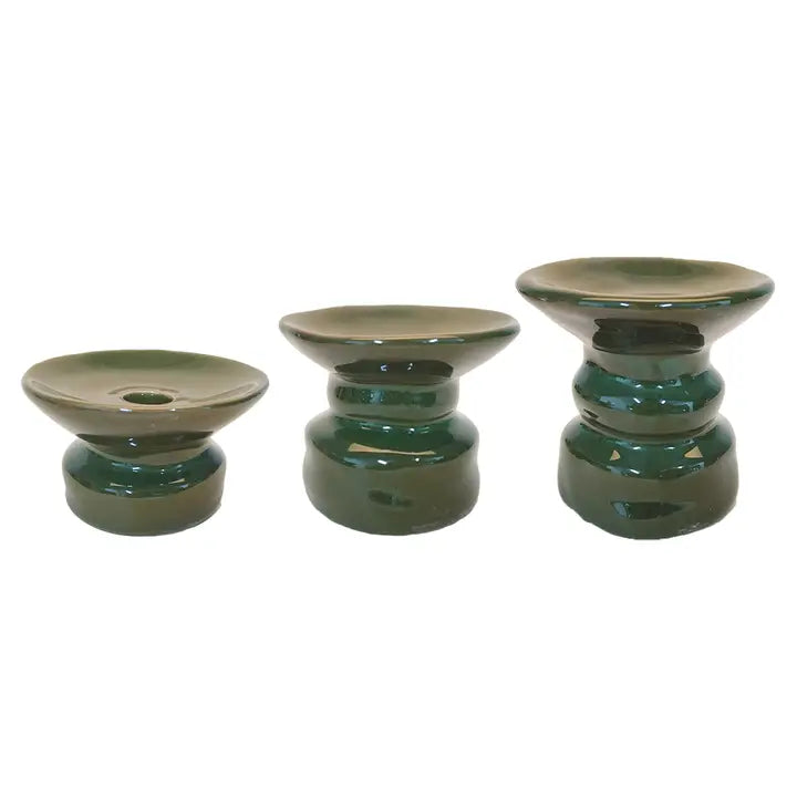 Kerzenhalter Set aus Keramik – Khaki (3er Set)