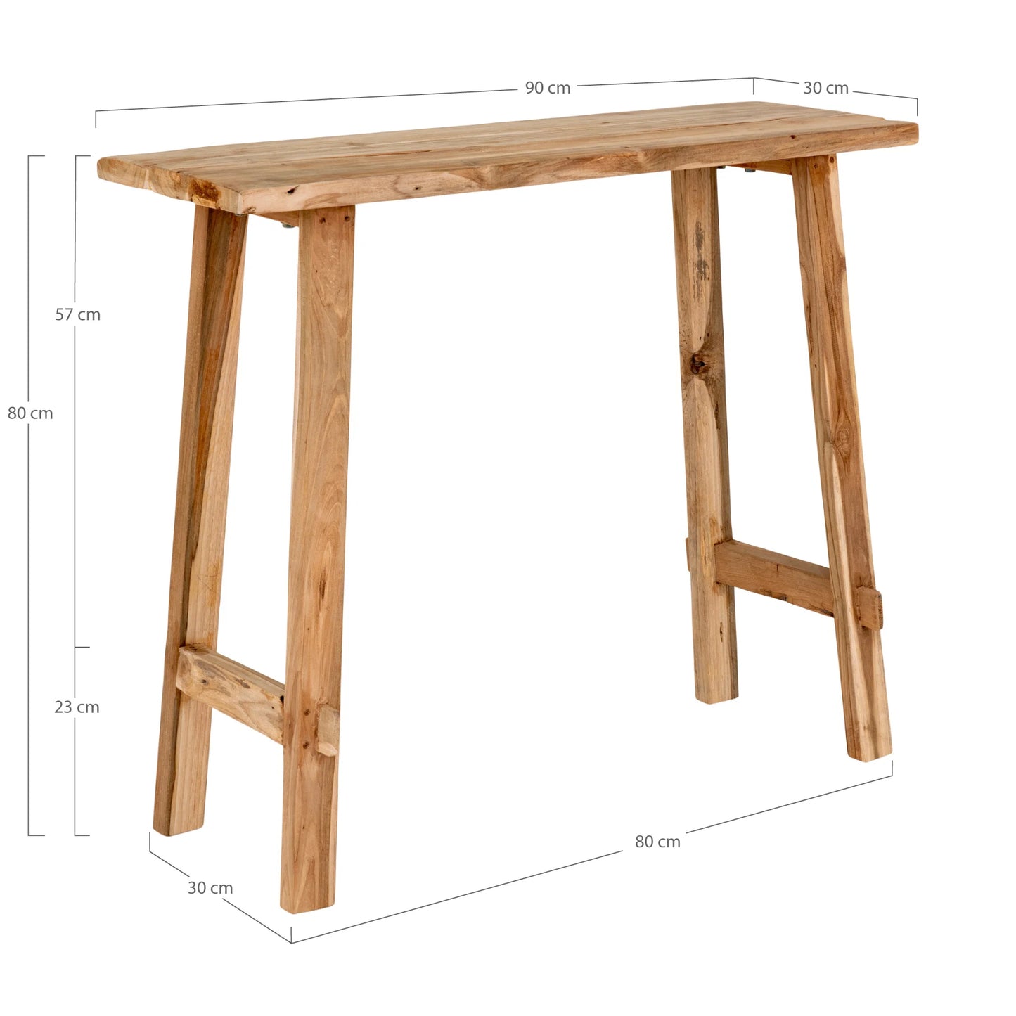 Teakholz Konsolentisch massiv – Schmaler Flurtisch aus Holz natur