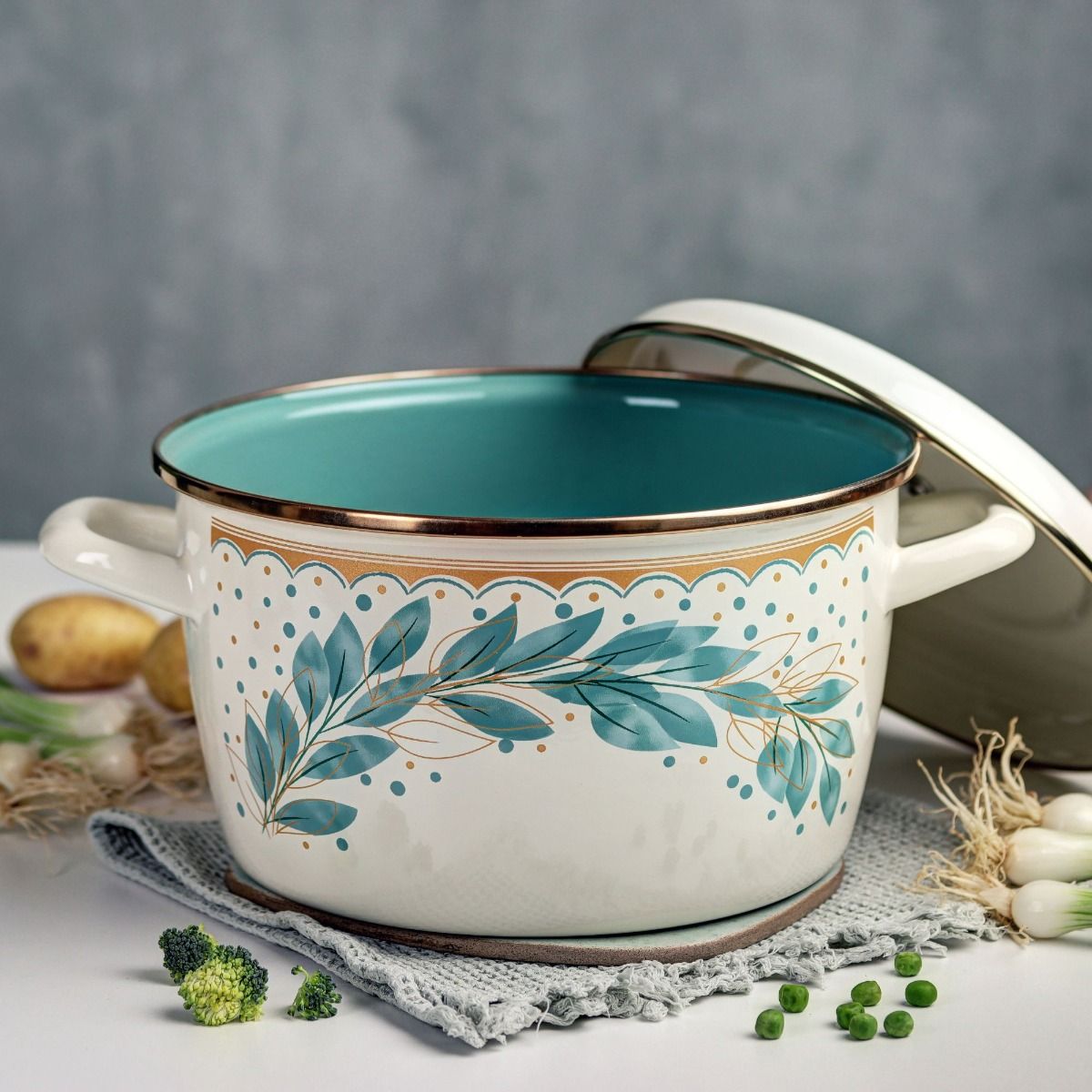 Metalac Original – Emaille Kochtopf-Set Green Line | 1,9 L, 3,5 L & 6 L