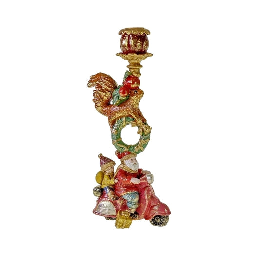 WERNS Kerzenleuchter Santa auf Roller – Weihnachtsdeko, 30,5 cm