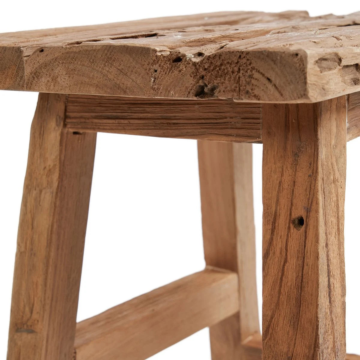 Yoke Hocker aus massivem Teakholz – Natur - Bazar Bizar