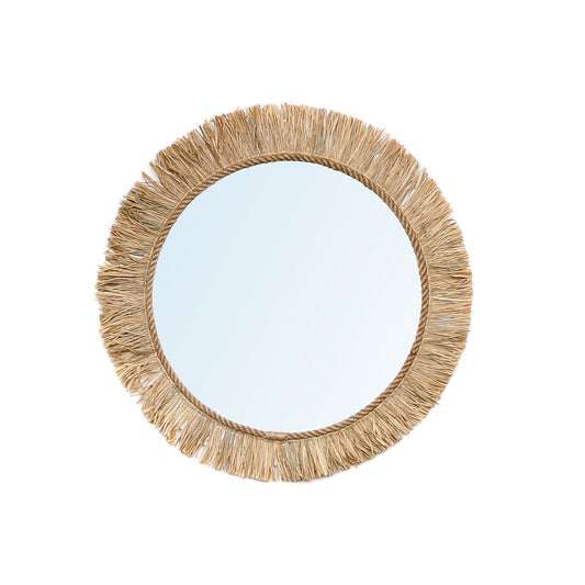 Bazar Bizar Tahiti Wandspiegel 60 cm – Boho Spiegel aus Naturgras