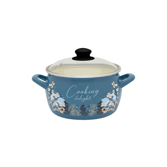 Metalac Emaille-Topf Cooking Delight Blau 4,2 l mit Glasdeckel