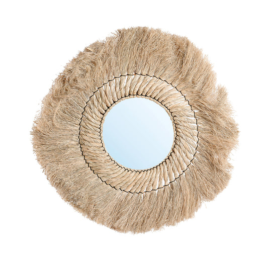 Bazar Bizar Wandspiegel 90 cm Natural – Pretty Blonde Boho Spiegel aus Naturgras