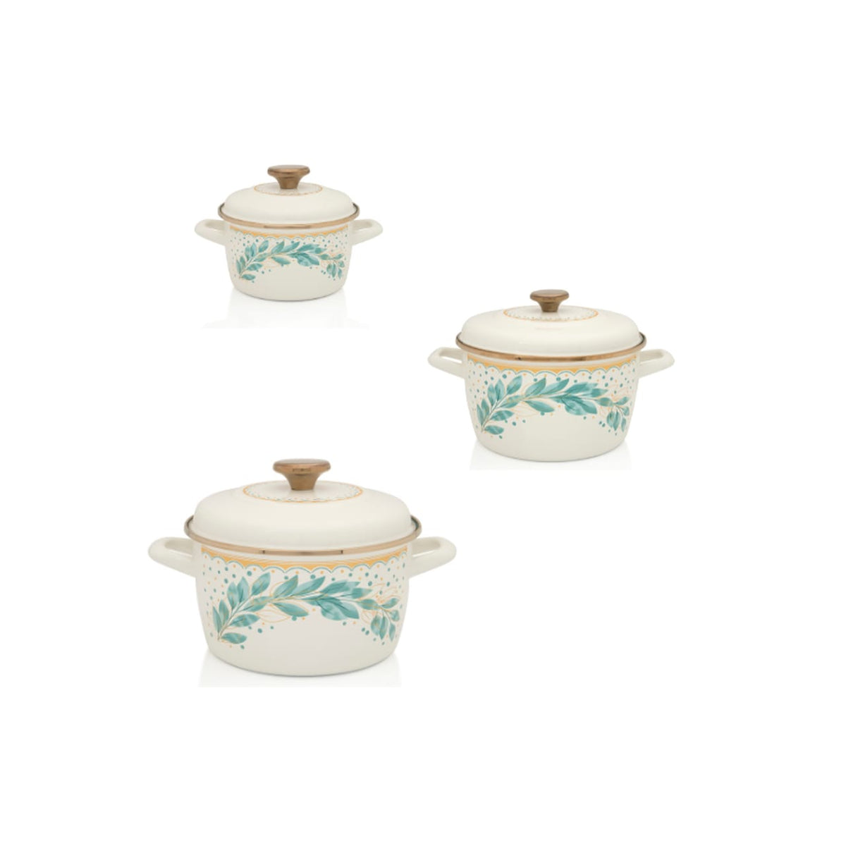 Metalac Original – Emaille Kochtopf-Set Green Line | 1,9 L, 3,5 L & 6 L